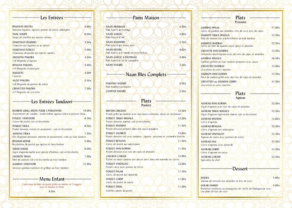 Cuisine indienne - Menu Image 1